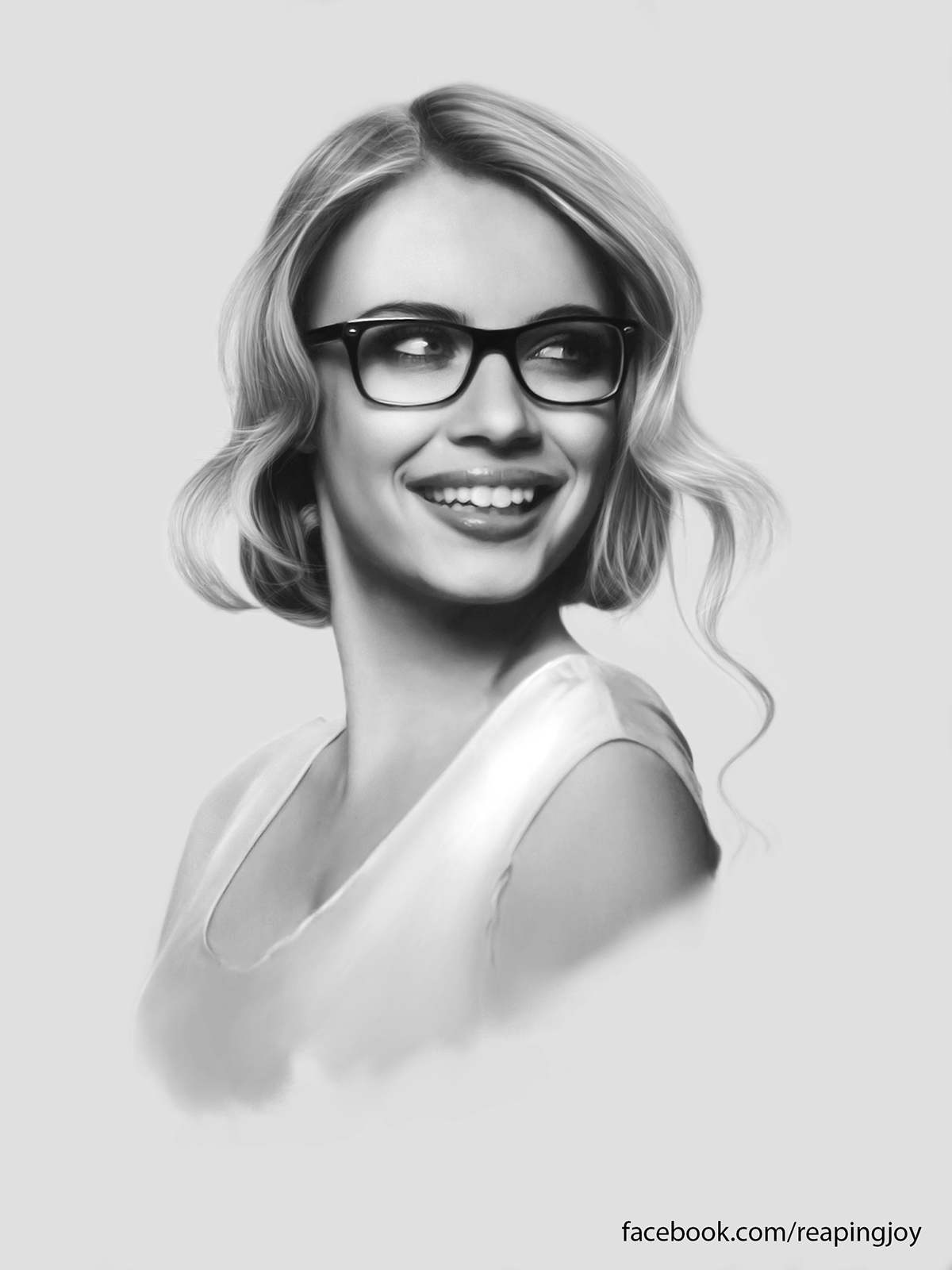 Xenia digital painting Digital Drawing speed painting Black&white portrait