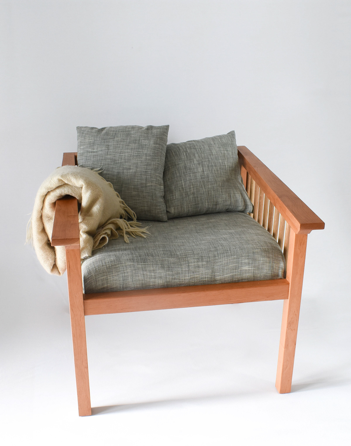 furniture chair Lounge Chair seat upholstry dowels cherry oak wood risd