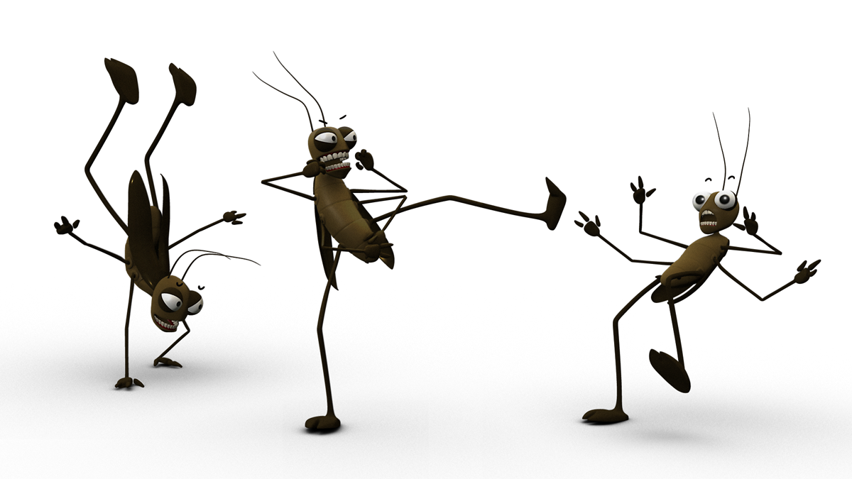 motion capture cockroach 3D cartoon sketch