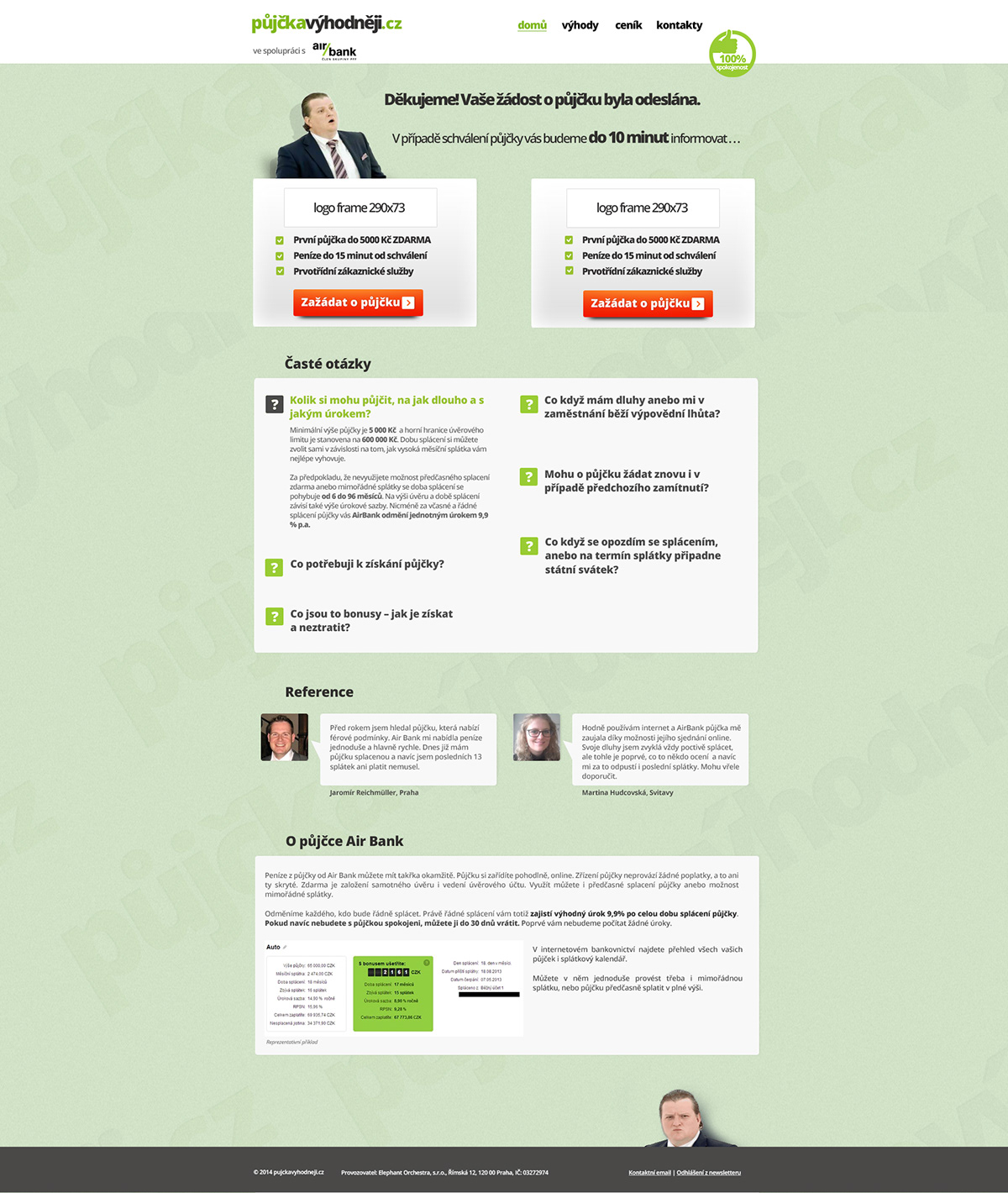 Bank microsite Web page onepage graphic