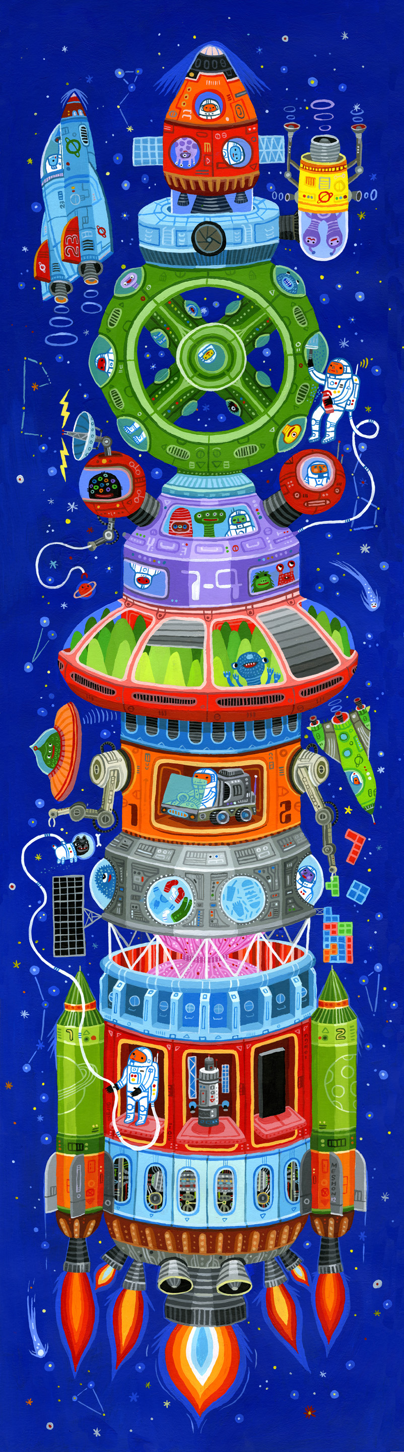 spaceship rocket Aaron Meshon solar system dog aliens nasa modular Travel star planet kids liscense Space  explore