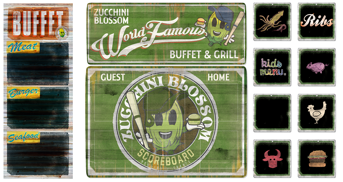 Adobe Portfolio logo Grocery restaurant zucchini ILLUSTRATION  beer graphic design  vintage Retro