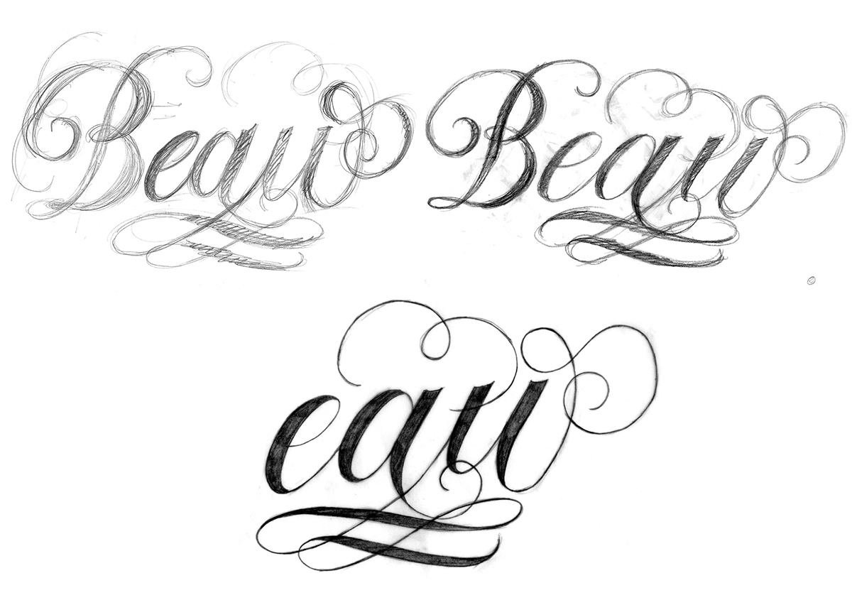 lettering type copperplate caligrafia dibujo letras Beau escritura sketches process final vector glyphs