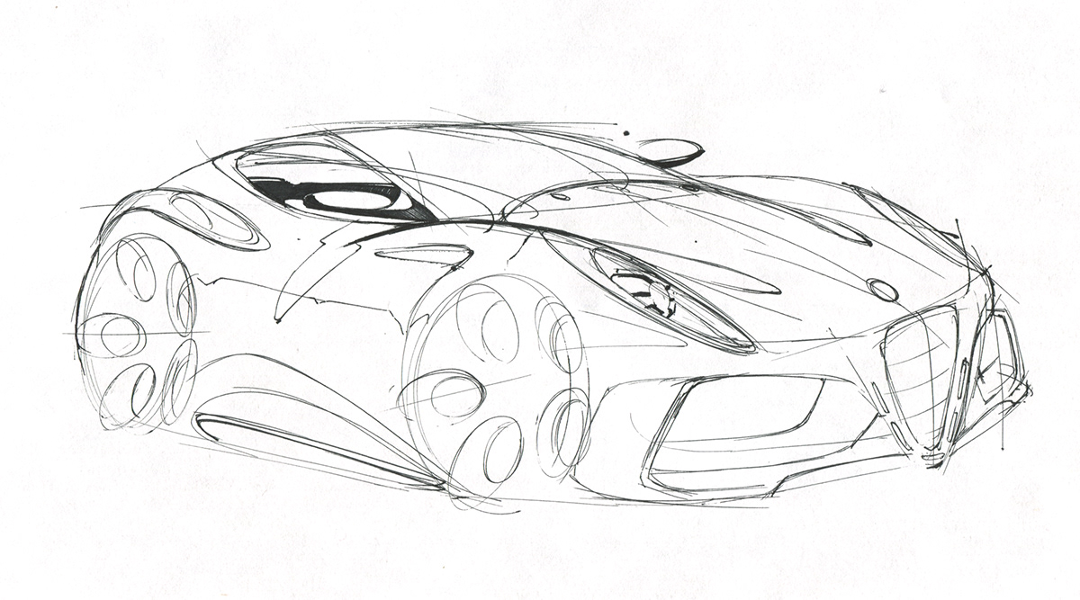 Acura Audi cadillac sketches 2D photoshop