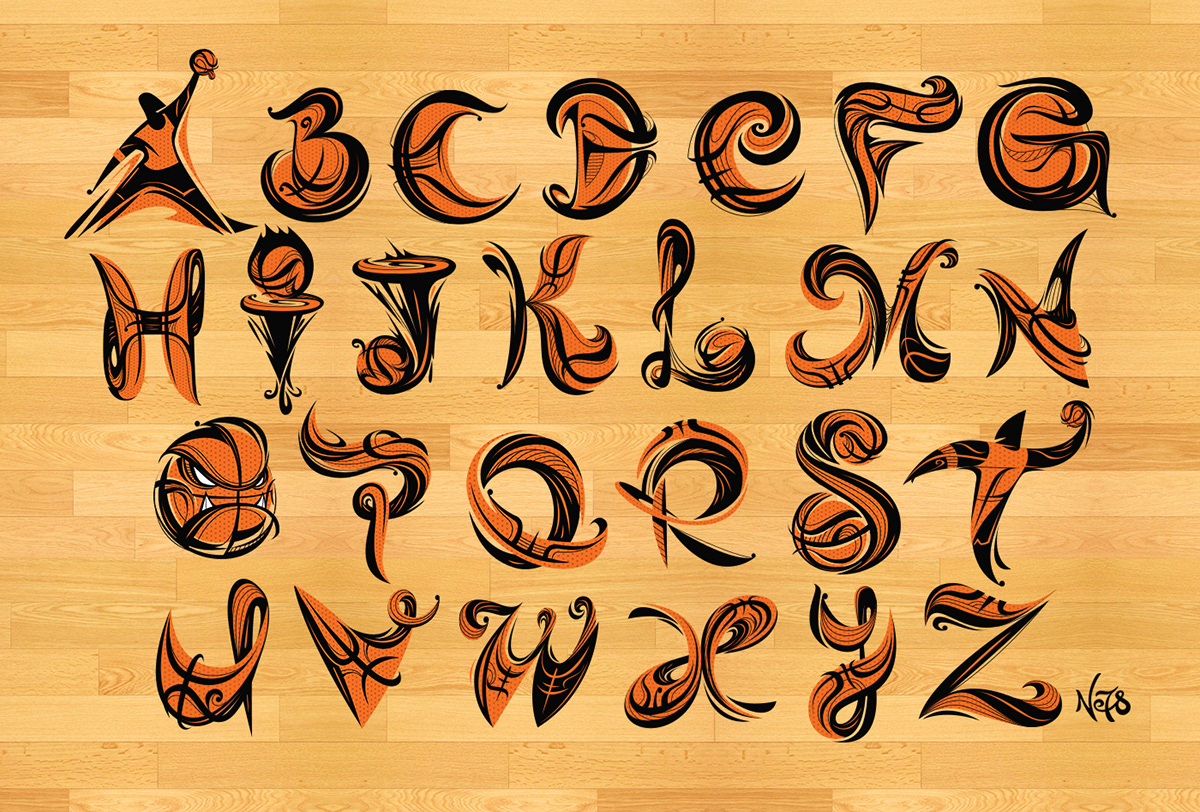 36 days of type alphabet Basketball alphabet basketball art basketball lettering Basketball Type font lettering typography  