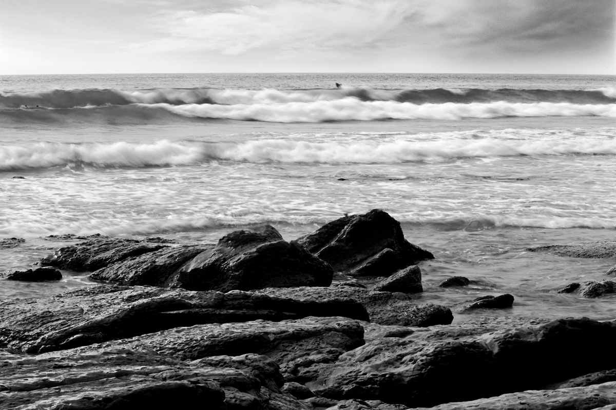 sea black and white Surf waves Coast