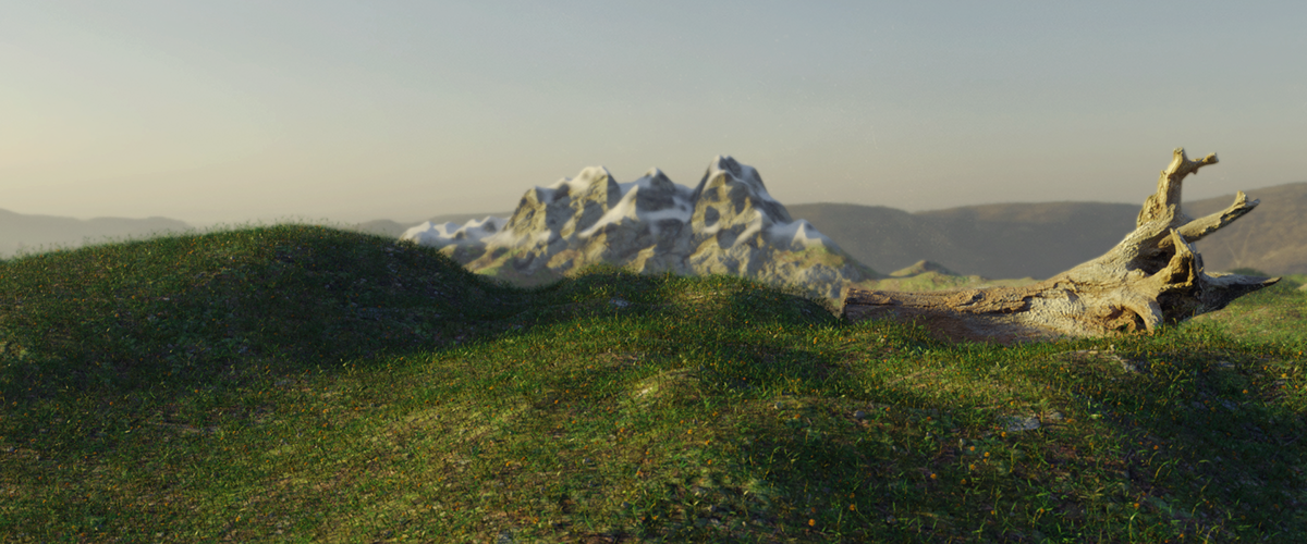 envoriment Nature mountains hill grass Tree  CGI blender 3D cycles