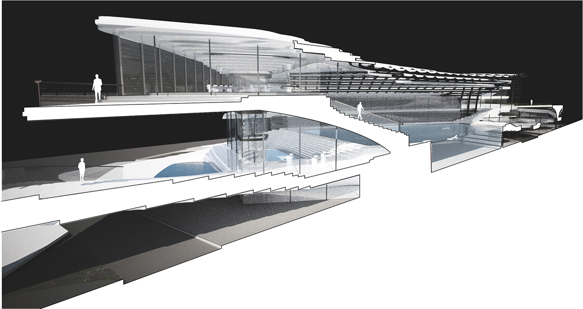 aquatic center Maya Rhino concept design swimming hotel Urban Design new orleans Dynamic Grasshopper laser cut