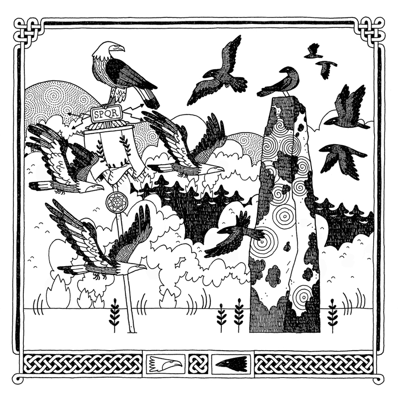 artwork Album black metal ur history black and white ILLUSTRATION  Celtic Celts crow