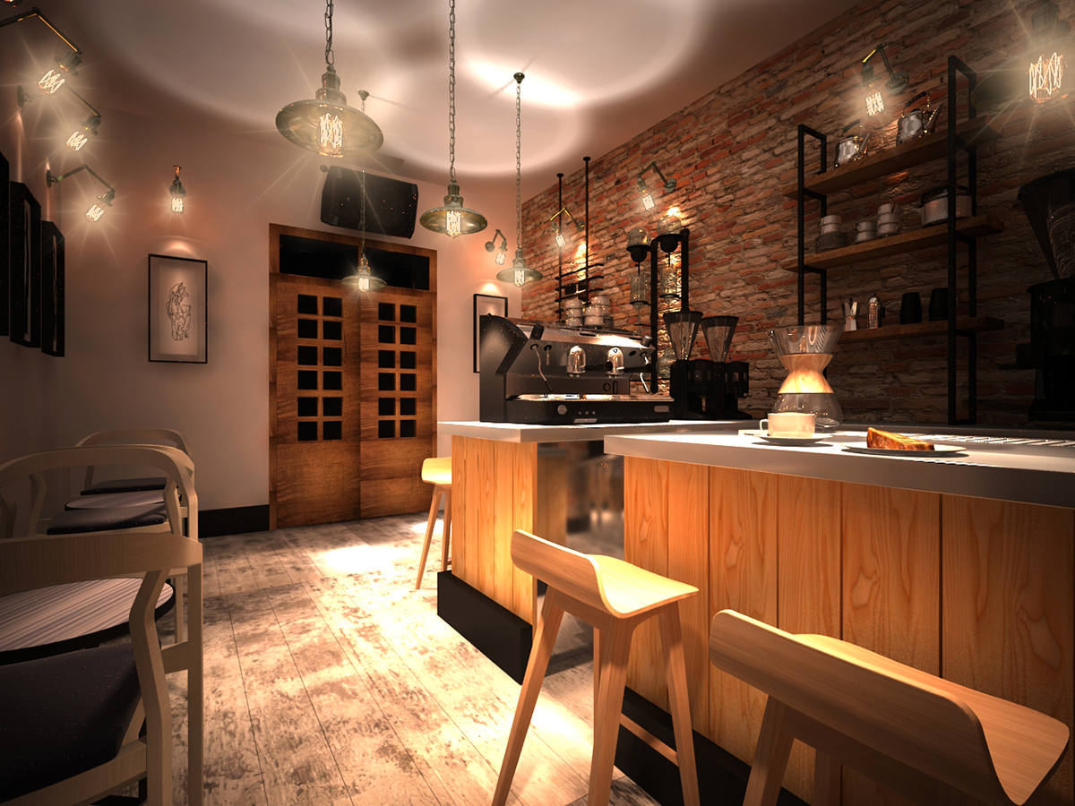 interiordesign architecture rendering 3dsmax cafe restaurant conceptual branding  realistic Render