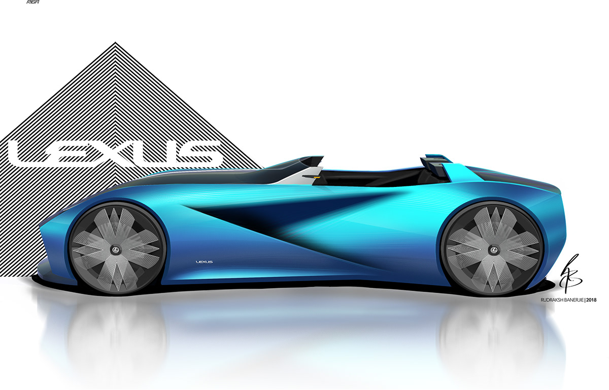 Lexus roadster car design Automotive design Transportation Design design concept sketching Render photoshop