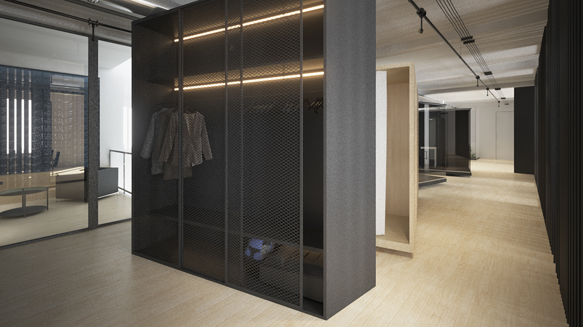 Interior Office Space berlin CFP modern minimal steel light cube design sinestezia