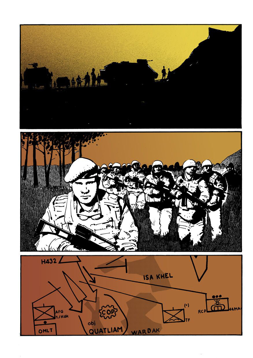Kriegszeiten Afghanistan Graphic Novel comic black and white War september 11th bundeswehr journalism   graphic journalism 