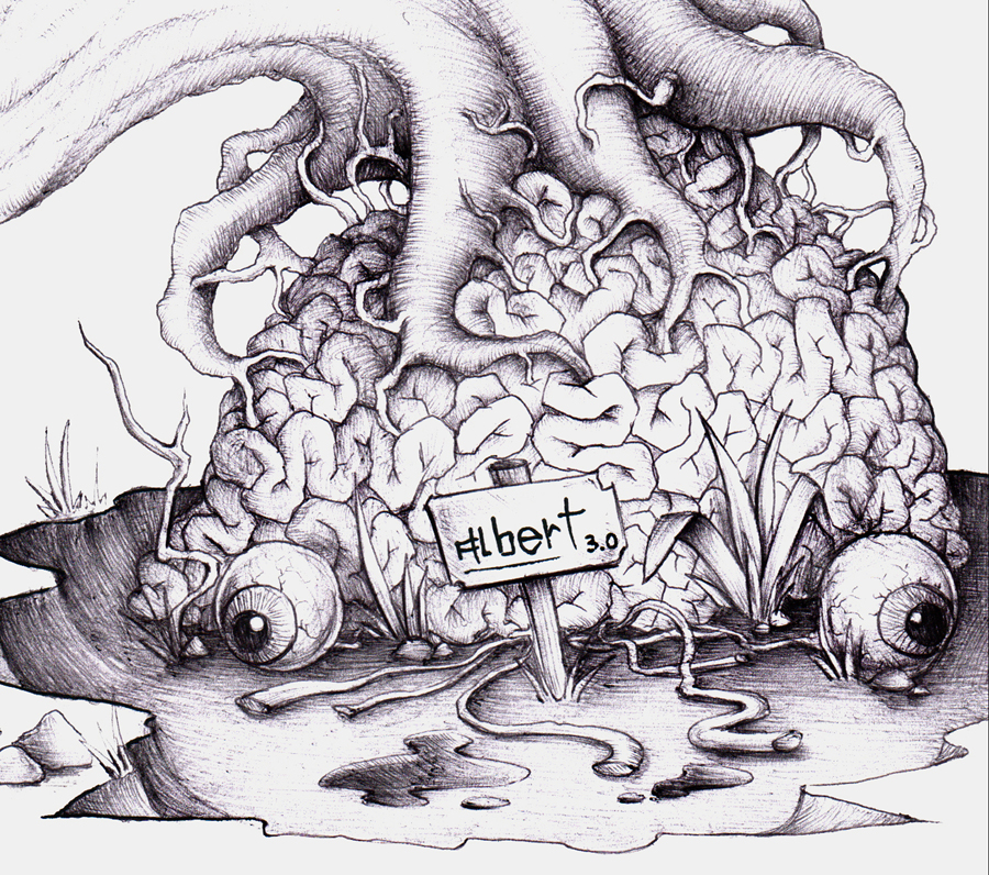 brain Tree  gardening cartoon splatter horror cartoon knowledge ballpoint pen