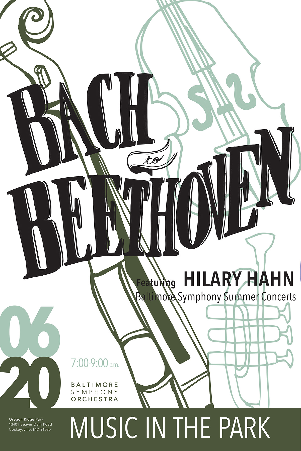 firefly Music Festival poster design HAND LETTERING Baltimore Symphony Orchestra Classical jazz Event