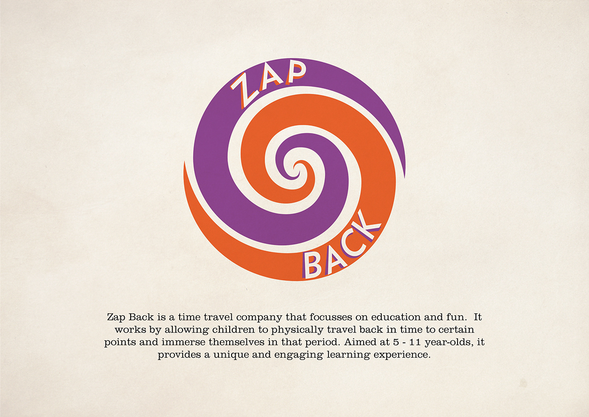 Zap Back Branding design time travel time travel company children Website app merchandise identity brand logo
