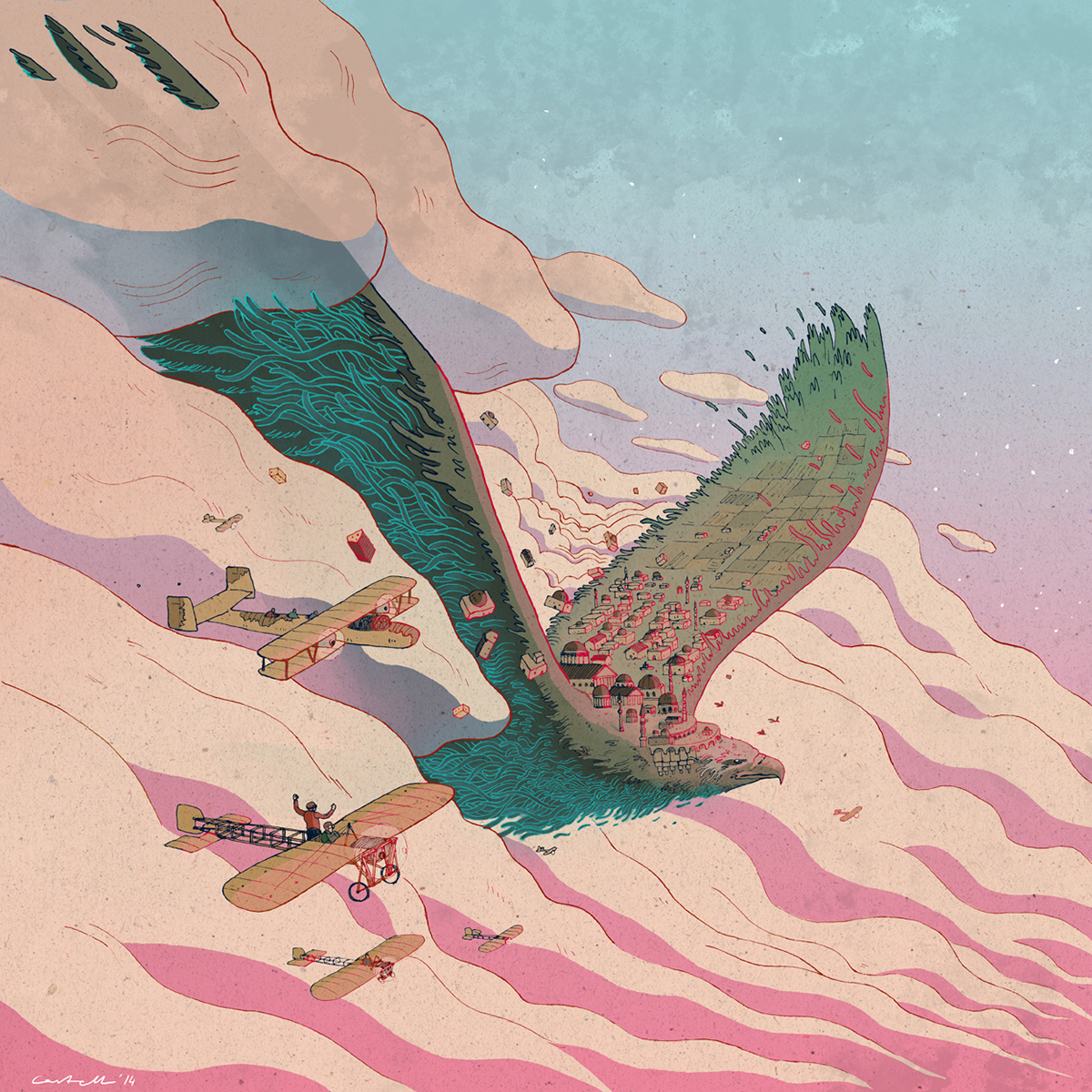 Illustrator dossier creative surrealism imagination psychedelic gioconda augustus eagle Civilization fantasy digital ink