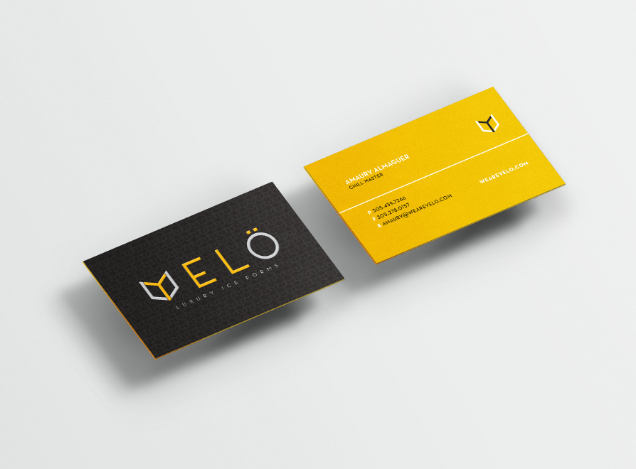 ice luxury yellow miami cool business card spot varnish cube sphere