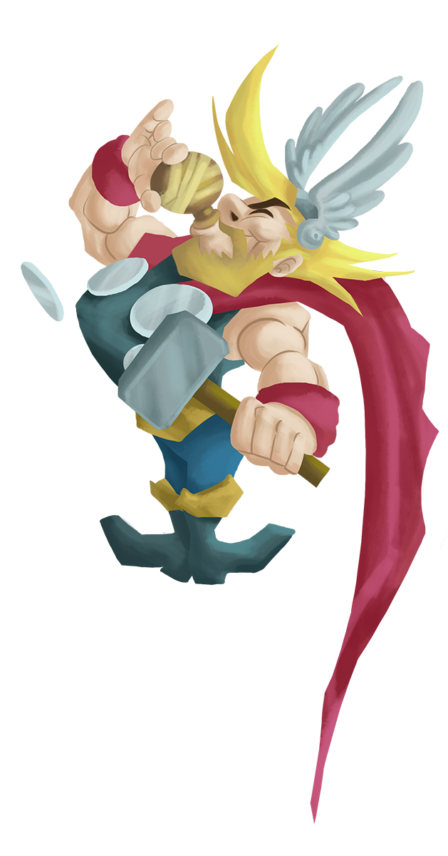 Asterix Thor God comic cartoon funny humor Character design concept process asthorix thunder