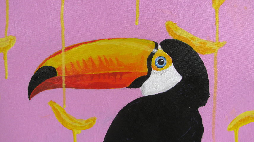 Rammsy Ramos Tropical tucan acrilico sobre tela pintura