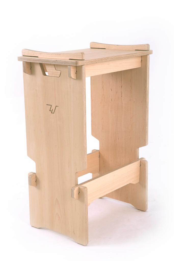 furniture interiors cnc madeinbritain stool Slot-together walnut maple tweed