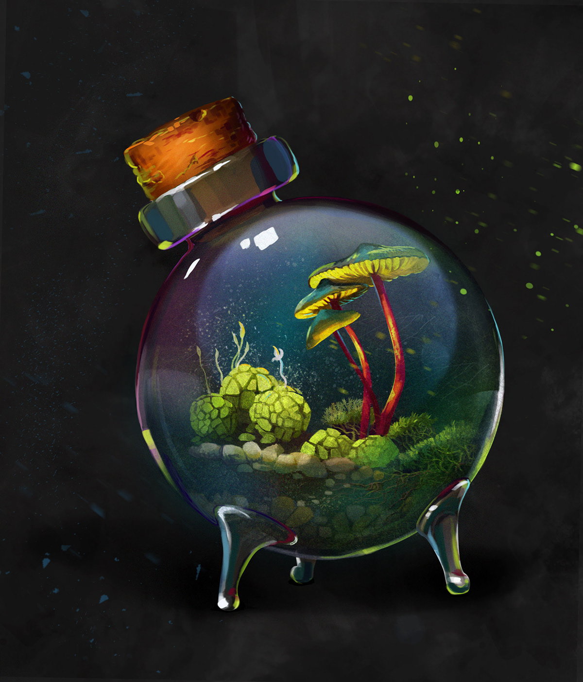 miniatures CG artwork bottle Magic   potion botanique mashrooms