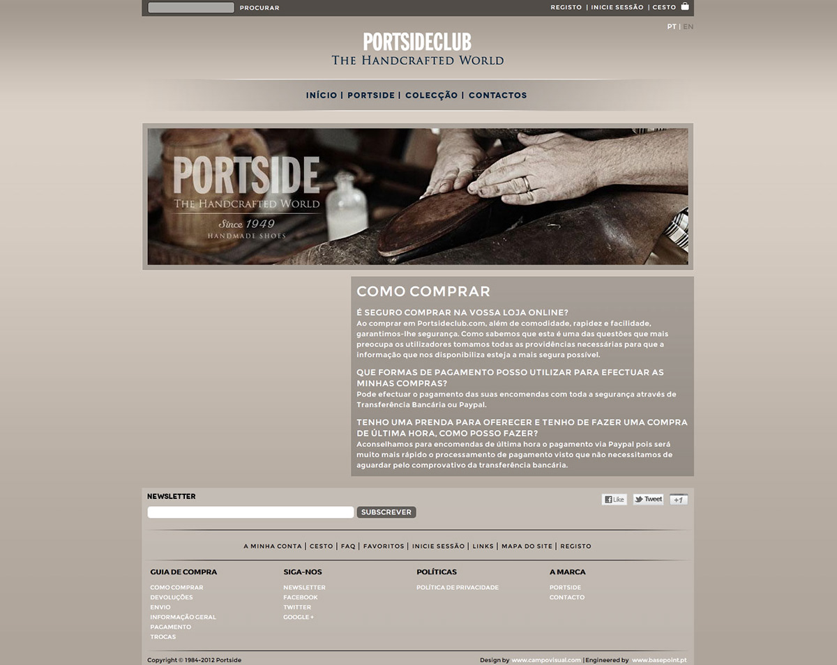 portside  Portsideclub Webdesign Web design graphic shoes Sapatos store boutique the handcrafted world handmade campovisual Pedro Costa logo