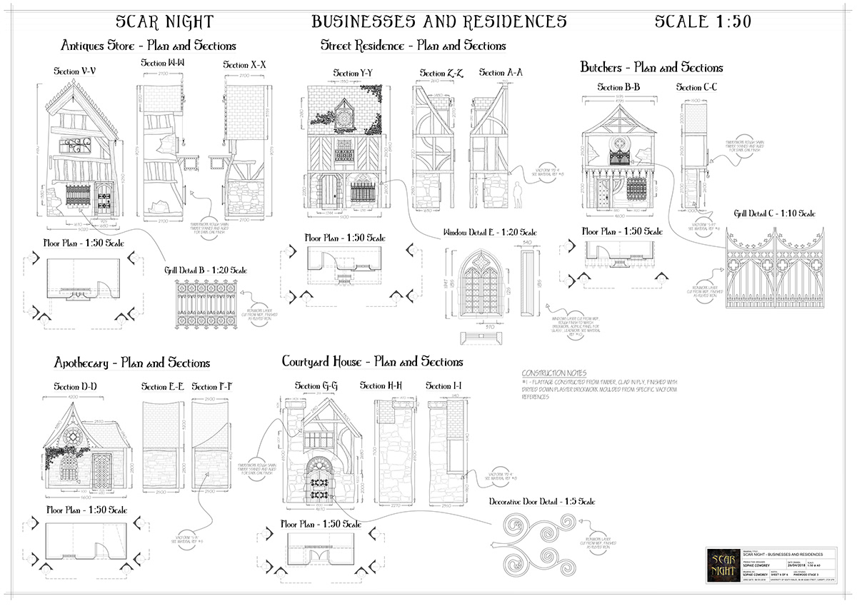Scar Night alan campbell art department production design modelling White Card Model technical drawing gothic fantasy set design 