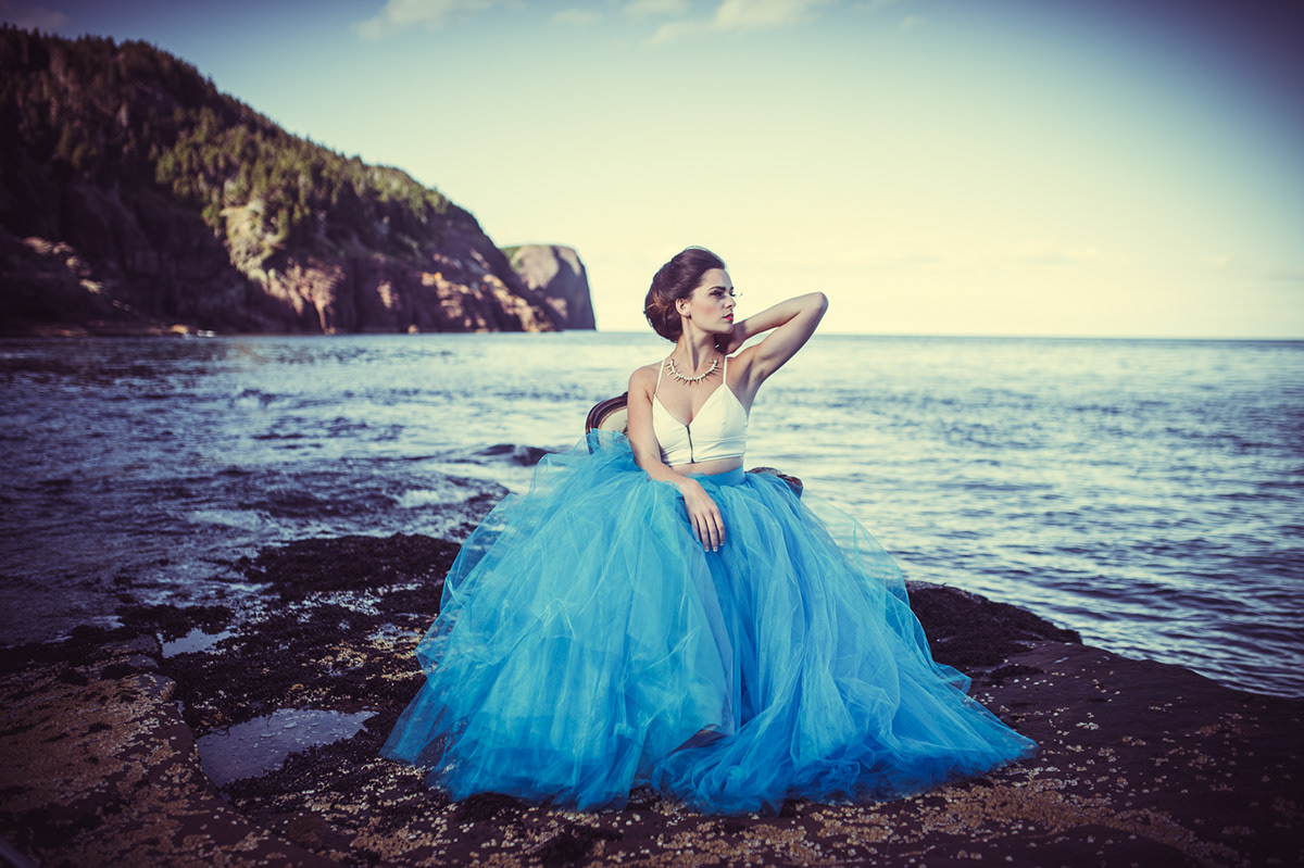 fashion high fashion ball gown gown model modelling high fashion dress vintage vintage fashion fashion actions water outdoor shoot flatrock Atlantic Ocean water red