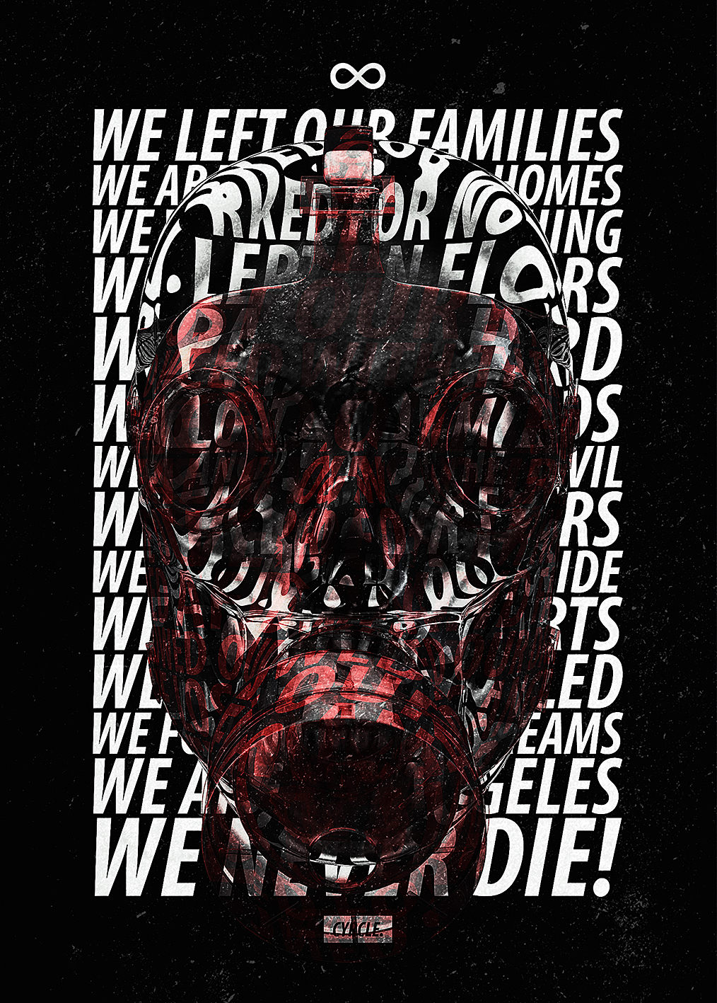 cyrcle manifesto digital art Anthony Gargasz dark mood direction Los Angeles poster skull gas mask