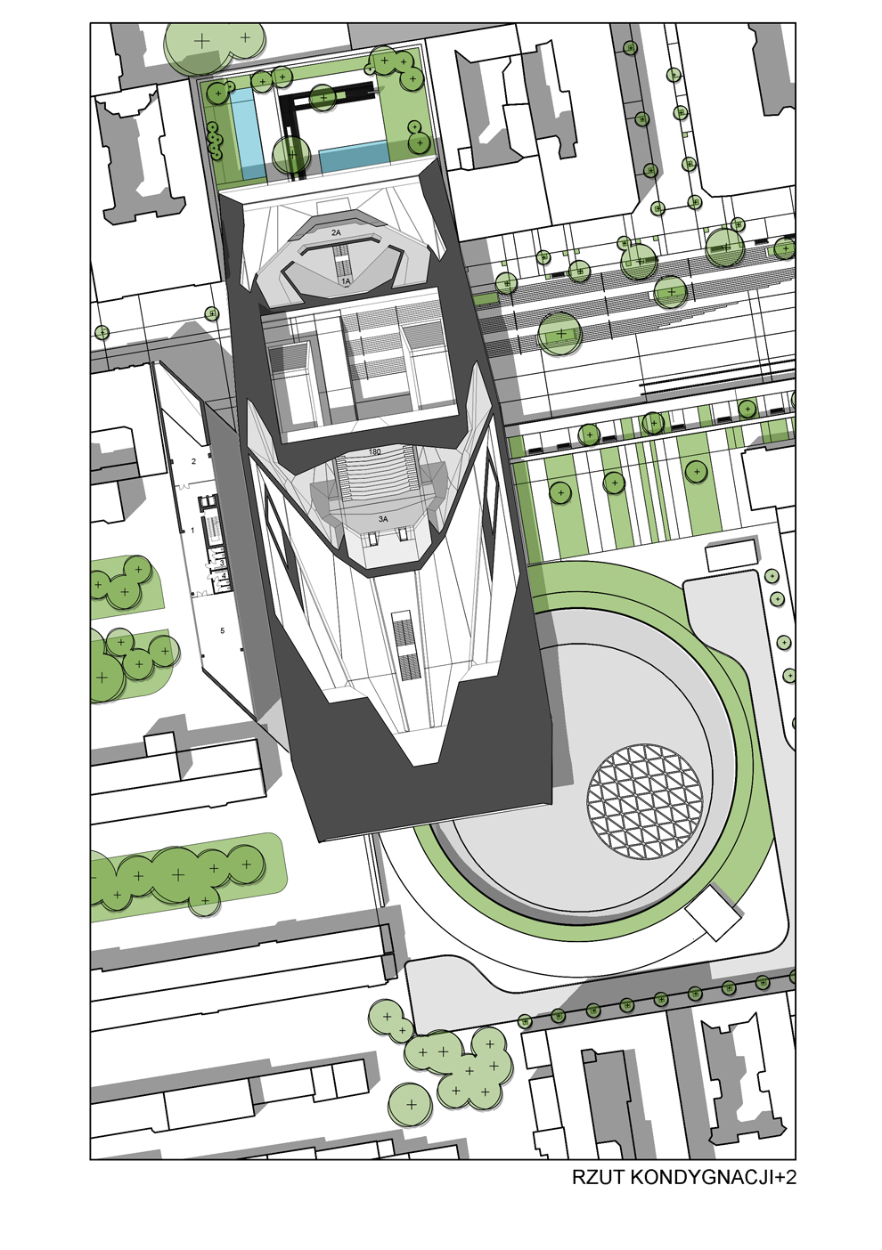DOM CZTERECH KULTUR poland łódź modern further airship Space  concept urban planning square 3D city Street bulding lodz