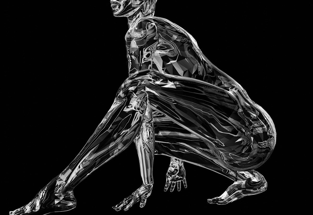 Cyrstalline bodyart figure 3D figure pattern sculpture Digital Art  pose model 3D Modelling