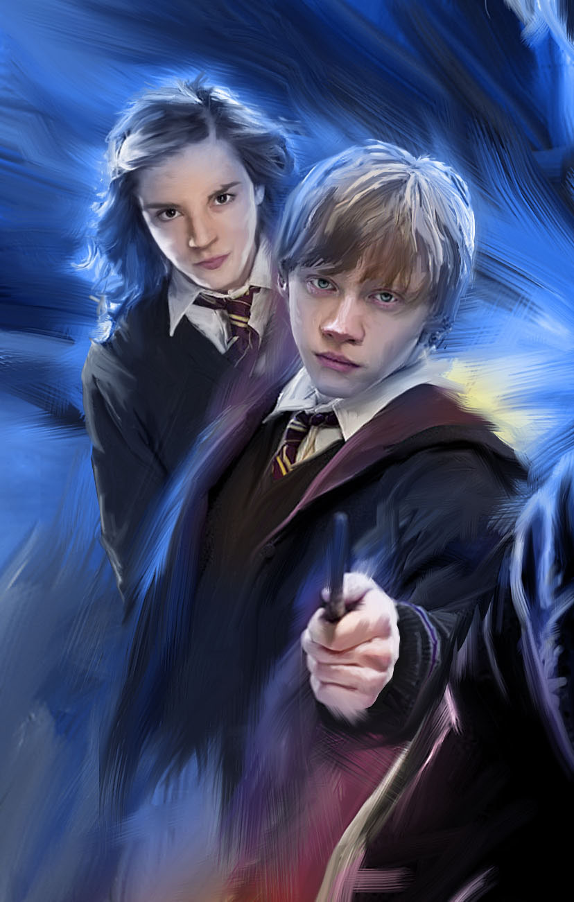 harry potter portraits harry potter art  Movie Poster poster art  Illustration  Garth Glazier Danielle Radcliffe  rupert grint  Emma watson  Dumbledoor  hermione granger portrait