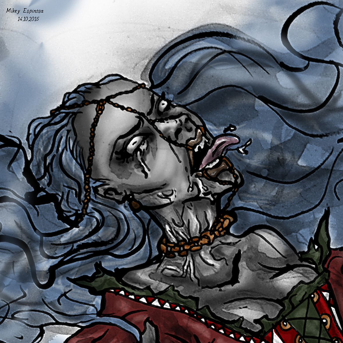 mikey espinosa horror monster ink photoshop dracula vampire banshee mermaid siren zombie corpse dead death Scary