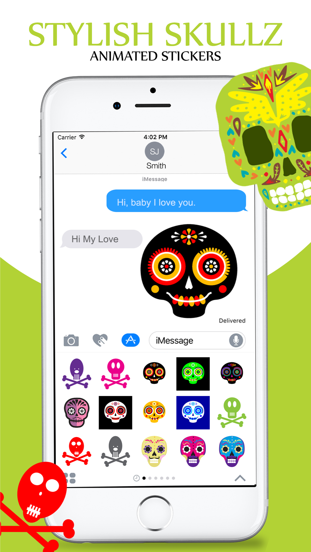 animated skulls skulls Emoji imessage iOS App STIKERS funny stickers horror Halloween iOS App