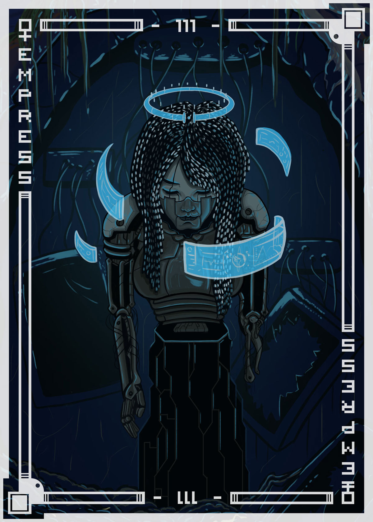 tarot empress photoshop Illustrator card cards tarotcards somber lighting asleep android androidgirl robot robotgirl Halo