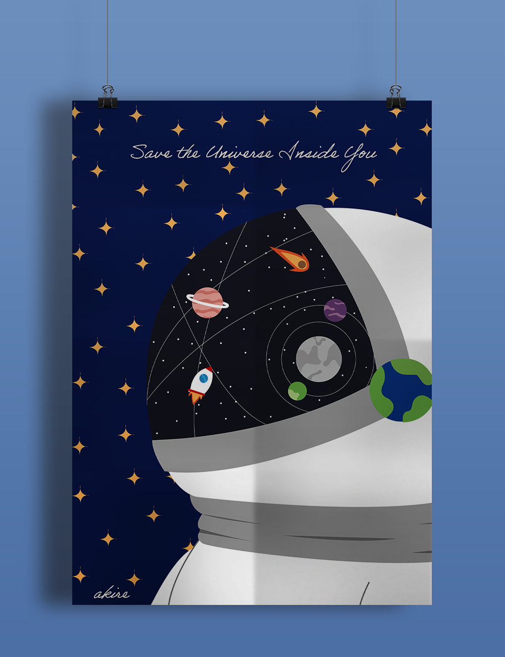 astronauta design gráfico foguete infantil poster universo