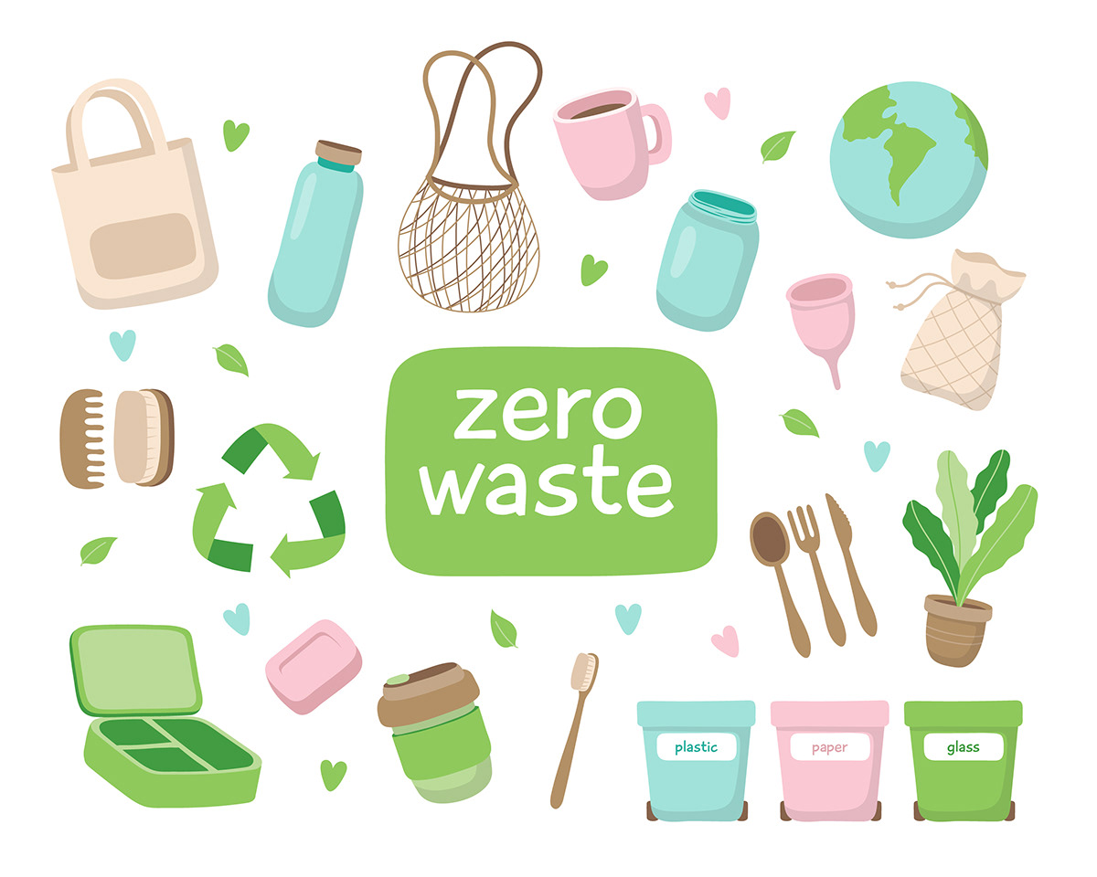 zero waste ecological ILLUSTRATION  green recycle