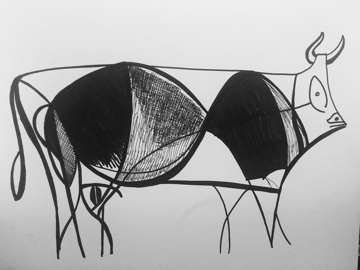pencil drawings Marker drawings picasso bull sketch ideas