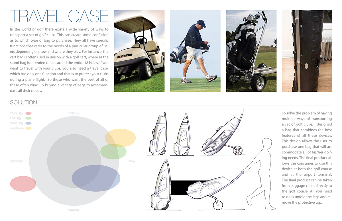 golf travel case golf bag push cart ping