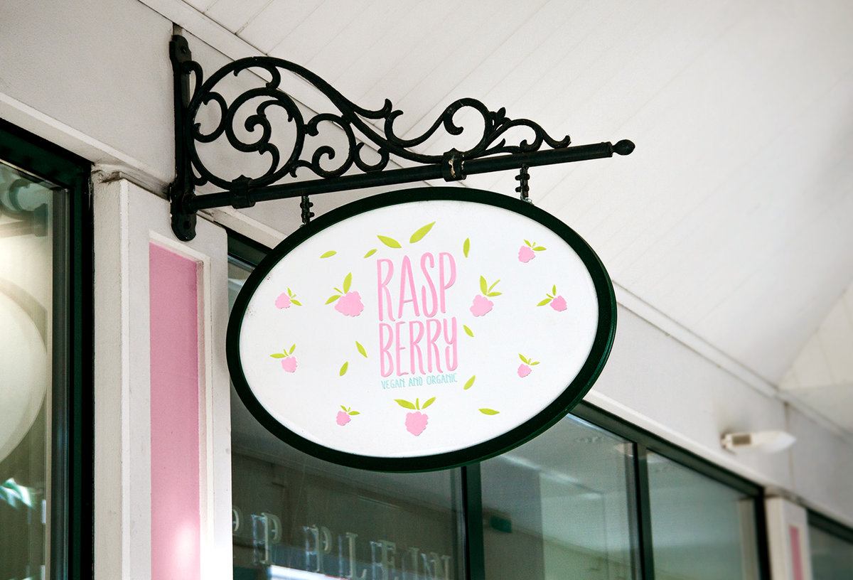 raspberry Confectionery cafe pastel bag paperbag pie vegan organic eco