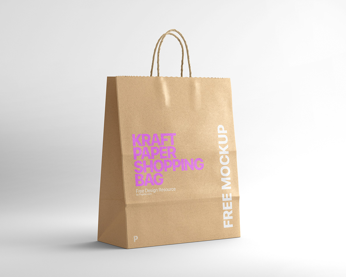 branding  design eco bag eco-friendly free kraft paper Mockup Packaging recycle shopping bag