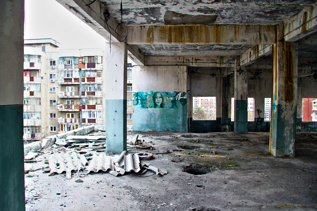 Moara lu assan  bucuresti  ortaku  industrial area  abandoned building  stencil multi layer stencil
