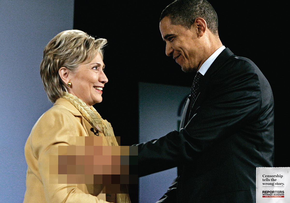 reporters without borders obama clinton cameron putin pixels truth Press Freedom Censorship Cannes lions