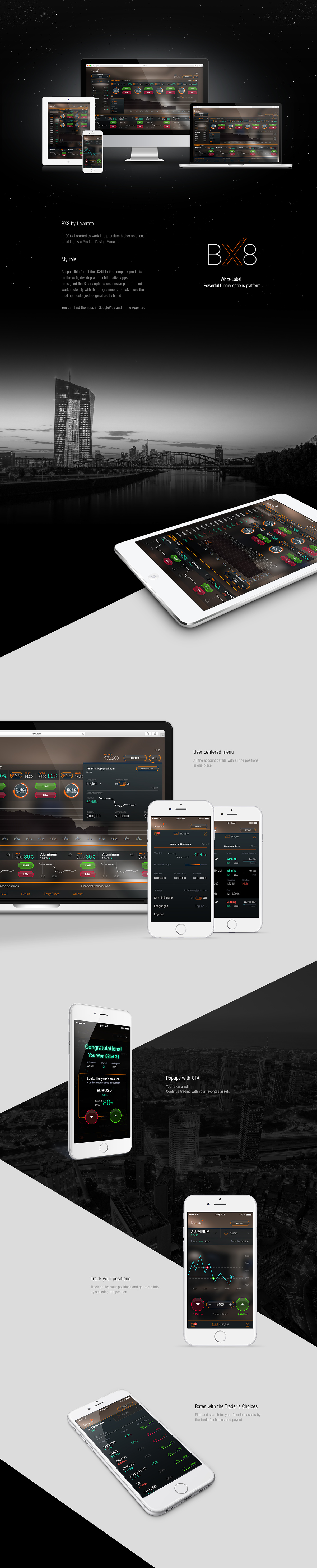 ux/ui binary options trading design product design  Platform mobile apps Web Responsive