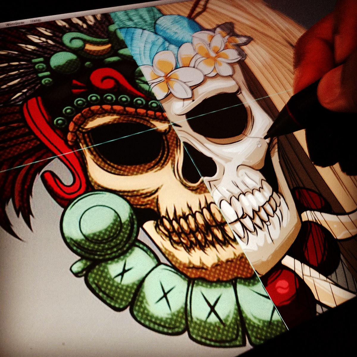 joejr joejr2 kalani lindsey skull Samoan mayan mexico culture Hawaiian Flowers snake feather Maya tattoo atlanta usa