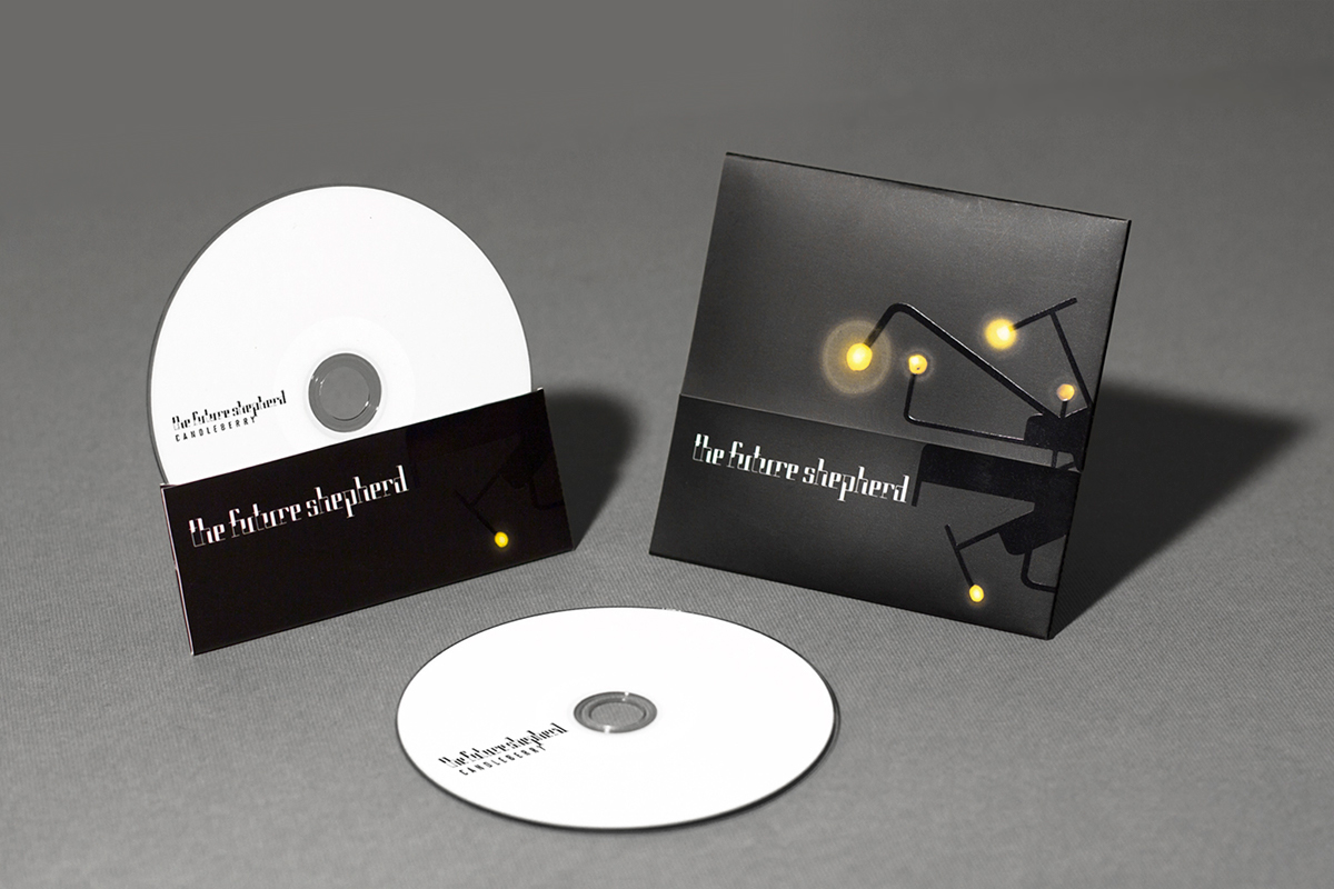 logo identity the future shepherd poster Album candleberry typo cd package calling card future synthesiser piano sounds electronic music minimalist