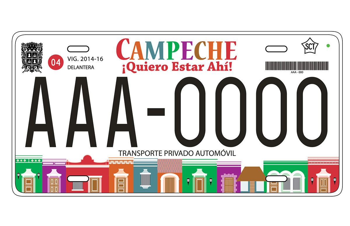 vehicular placa matrícula mexico campeche diseño Auto car colonial