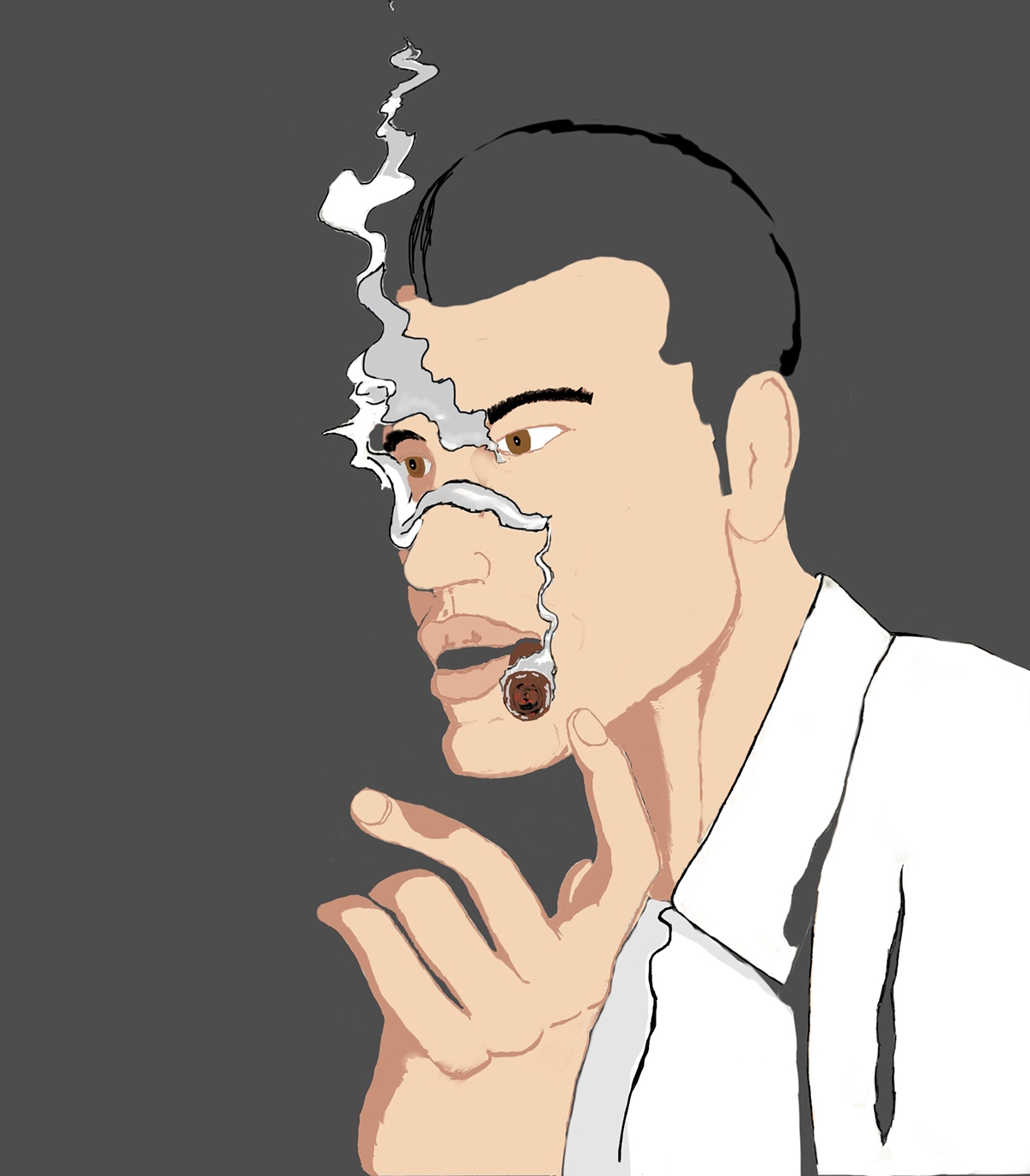sketch cigar smoking portrait human face person people pencil