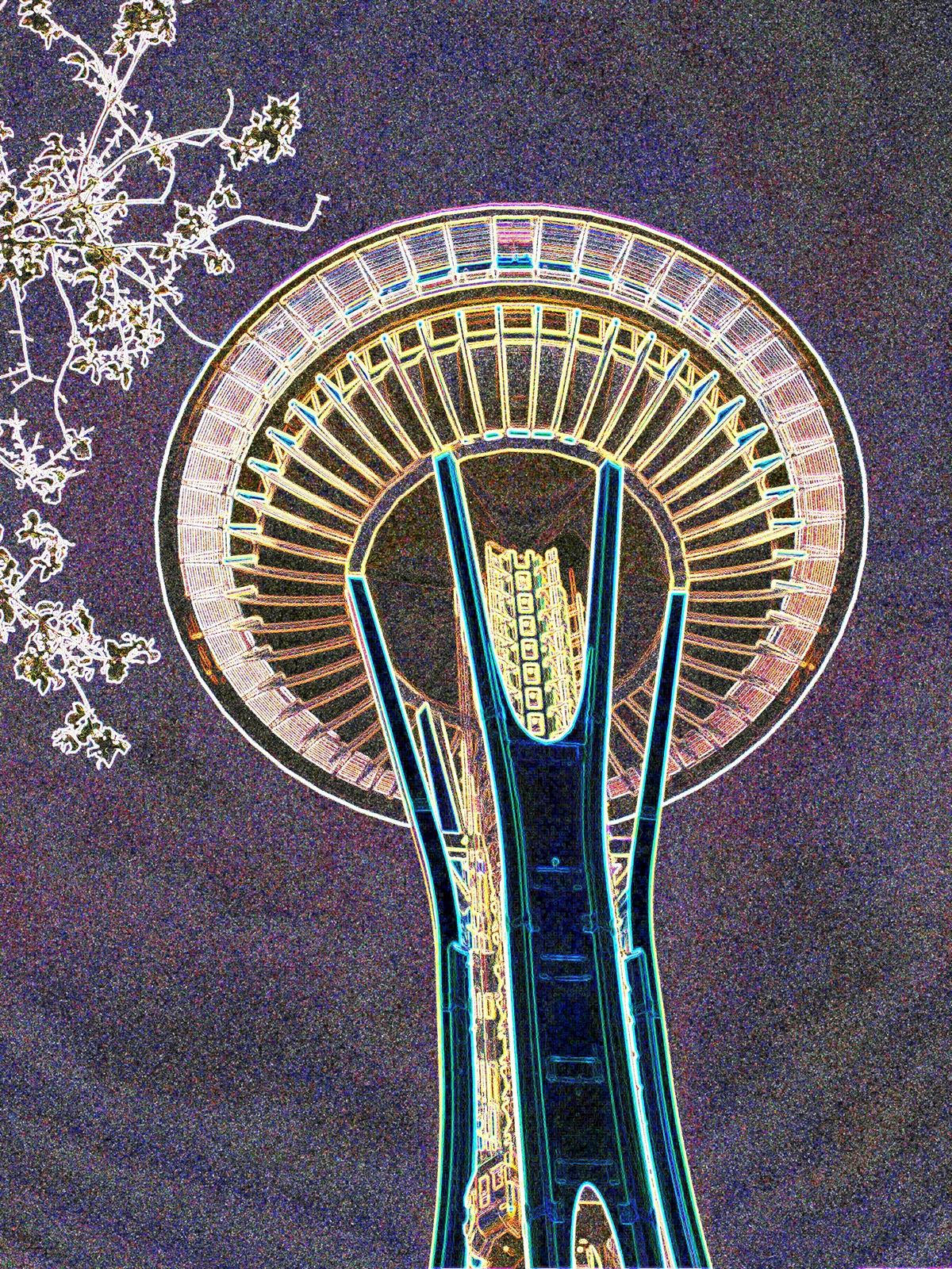 seattle Space Needle psychedelic
